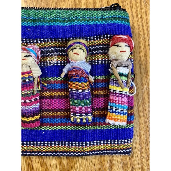 Vintage Handmade Guatemalan Worry Doll Coin Purse Blue - Picture 2 of 8